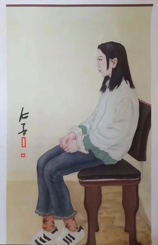 Painter at Desk, 2018, Ink on Rice Paper