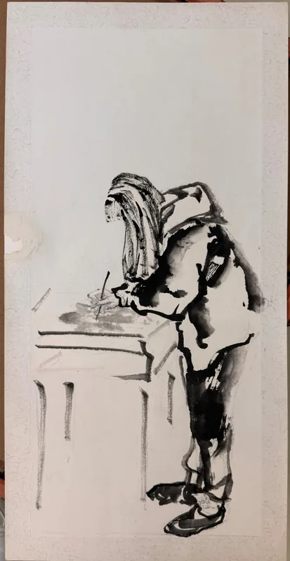 Quiet Contemplation, 2018, Light Fine Brushwork on Rice Paper