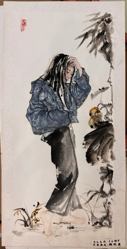 By Bamboo Grove, 2018, Colored Ink on Rice Paper