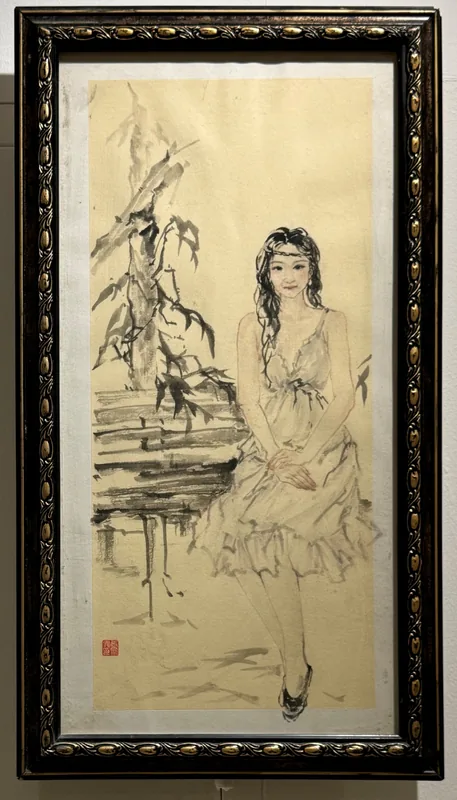 Leisure Figure Under Bamboo, 2018, Ink on Rice Paper